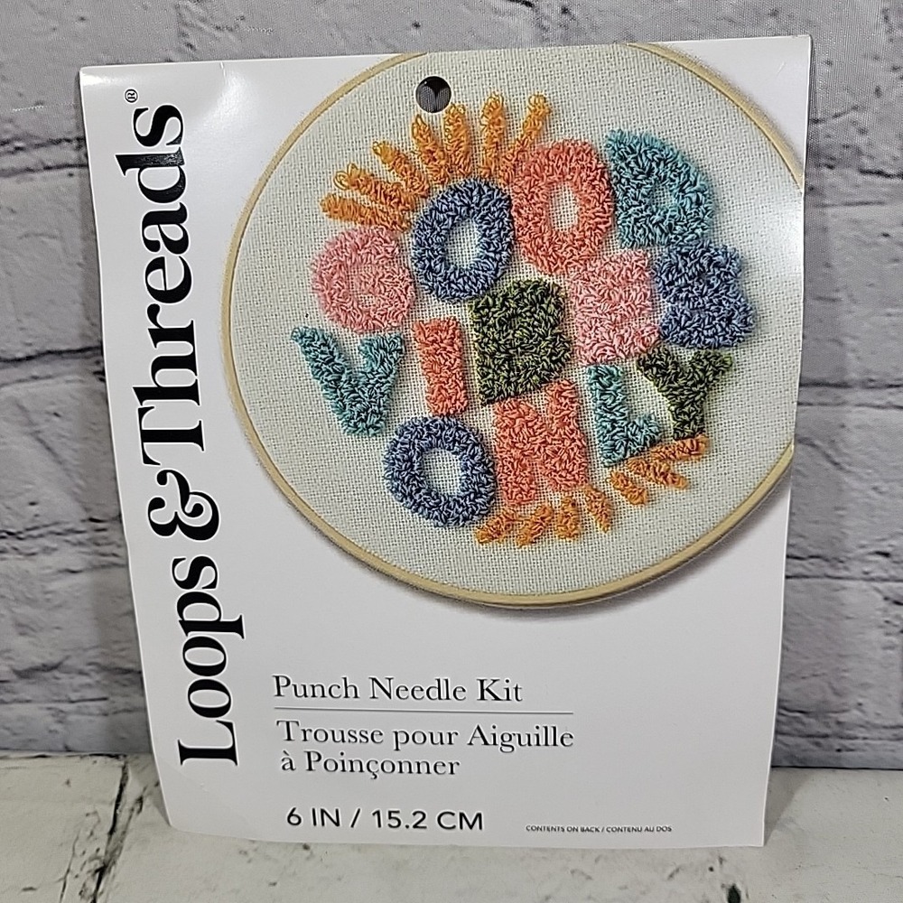 Loops & Threads Punch Needle Kit Good Vibes Only‎ Hoop Floss & Needle NEW